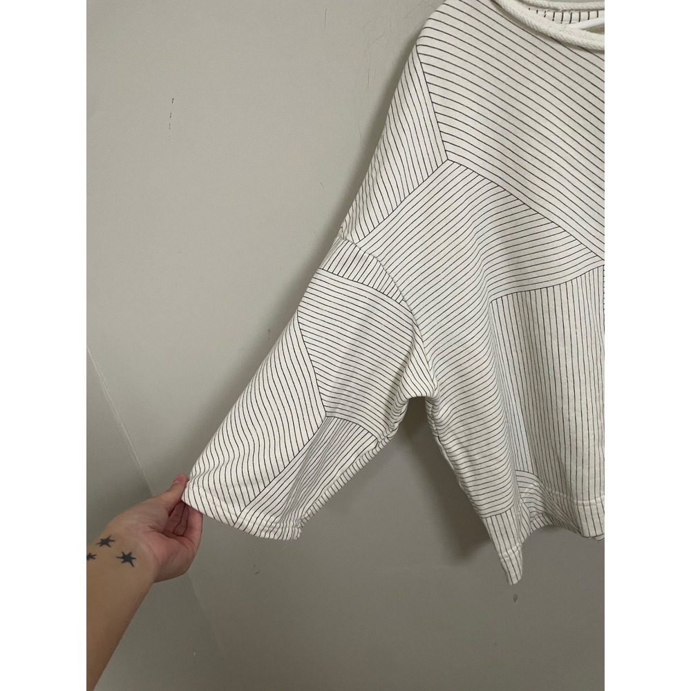 Anthropologie Postmark Embroidered Pocket Striped Sweatshirt Size Large - Picture 4 of 11